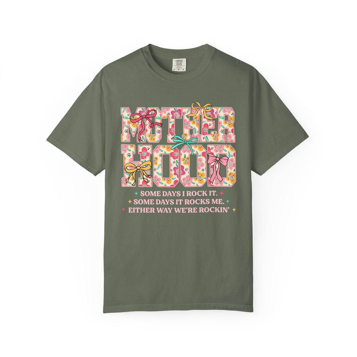 Motherhood - Comfort Colors | Trendy Women's T-Shirt. Direct to Garment. Printed & Shipped in the USA. Unisex Sizes.