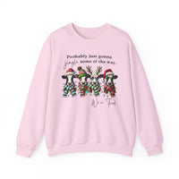 Christmas Cows - Probably Just Gonna Jingle Some Of The Way – Gildan Heavy Blend | Trendy Women’s and Men's Soft Sweatshirt. Direct to Garment. Printed & Shipped in the USA. Unisex Sizes.