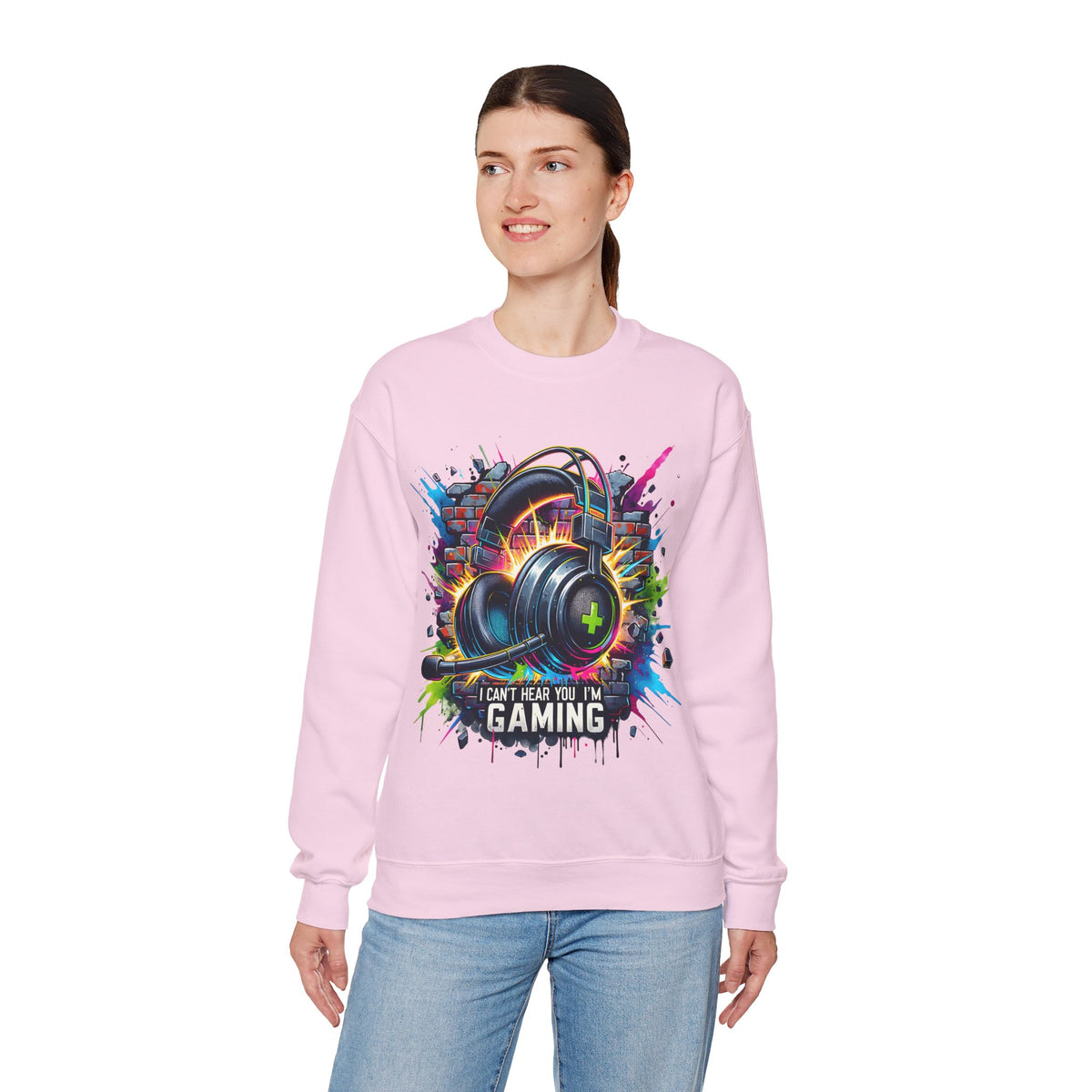Gaming Headset I Can't Hear You, I'm Gaming – Gildan Heavy Blend | Trendy Women’s and Men's Soft Sweatshirt. Direct to Garment. Printed & Shipped in the USA. Unisex Sizes.