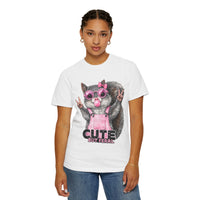 Cute But Feral, Squirrel in Pink Bibs - Comfort Colors | Trendy Women's T-Shirt. Direct to Garment. Printed & Shipped in the USA. Unisex Sizes.