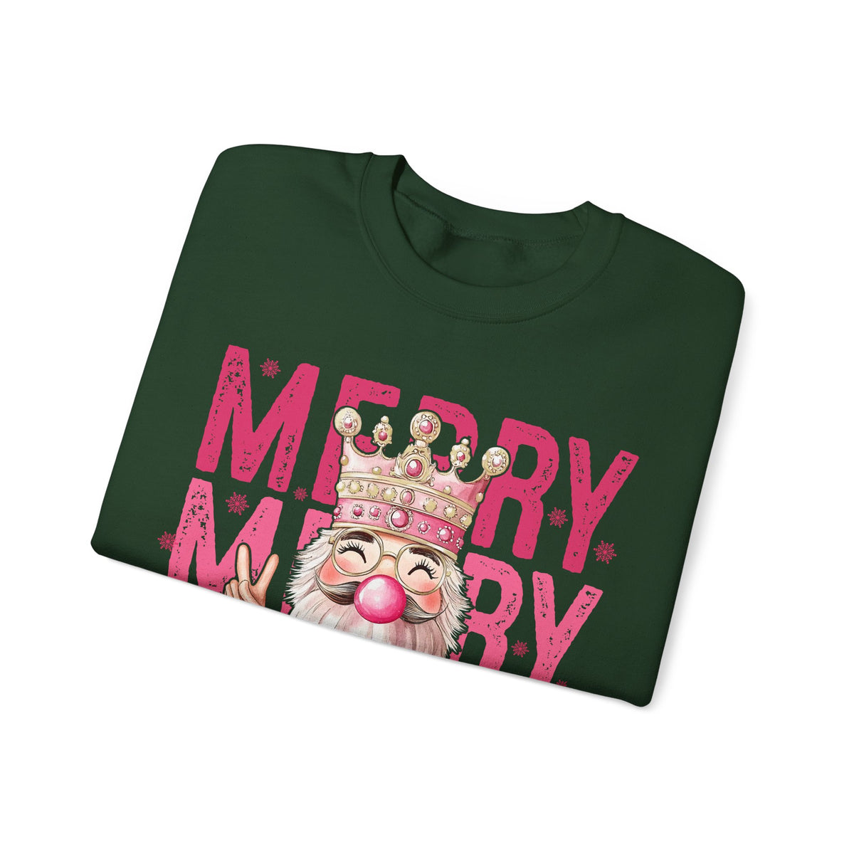 Merry Christmas - Cute Pink Bubblegum Nutcracker – Gildan Heavy Blend | Trendy Women’s Soft Sweatshirt. Direct to Garment. Printed & Shipped in the USA. Unisex Sizes.