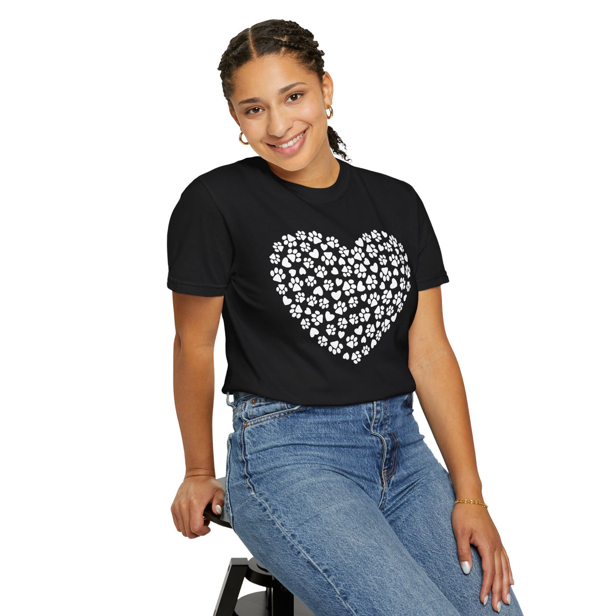 Dog Paw Heart - Comfort Colors | Trendy Women's T-Shirt. Direct to Garment. Printed & Shipped in the USA. Unisex Sizes.