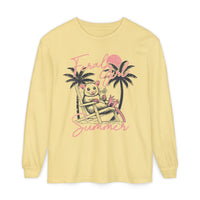 Feral Girl Summer, Possum on a Beach - Comfort Colors | Trendy Women's Long Sleeve T-Shirt. Direct to Garment. Printed & Shipped in the USA. Unisex Sizes.