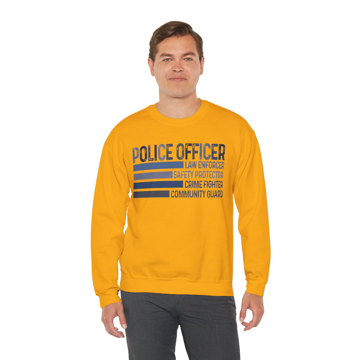 Police Officer - Description – Gildan Heavy Blend | Trendy Men's and Women’s Soft Sweatshirt. Direct to Garment. Printed & Shipped in the USA. Unisex Sizes.