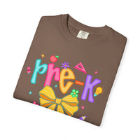 Coquette Pre-K Pencil Bow - Comfort Colors | Trendy Women's T-Shirt. Direct to Garment. Printed & Shipped in the USA. Unisex Sizes.