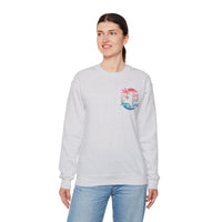 Sun Salt Sand, Beach Sunset - Front & Back Print – Gildan Heavy Blend | Trendy Women’s and Men's Soft Sweatshirt. Direct to Garment. Printed & Shipped in the USA. Unisex Sizes.