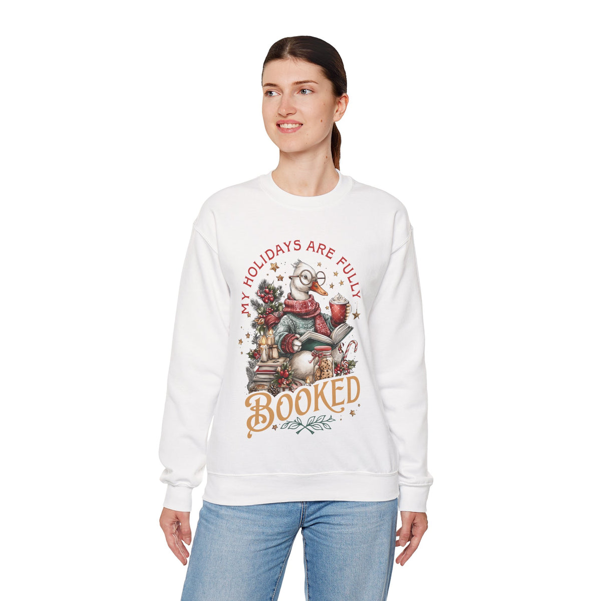 My Holidays are Fluffy and Booked – Gildan Heavy Blend | Trendy Women’s Soft Sweatshirt. Direct to Garment. Printed & Shipped in the USA. Unisex Sizes.
