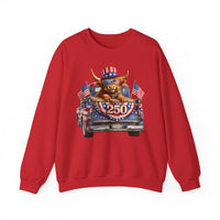 Patriotic Highland, America's 250th Birthday – Gildan Heavy Blend | Trendy Women’s and Men's Soft Sweatshirt. Direct to Garment. Printed & Shipped in the USA. Unisex Sizes.