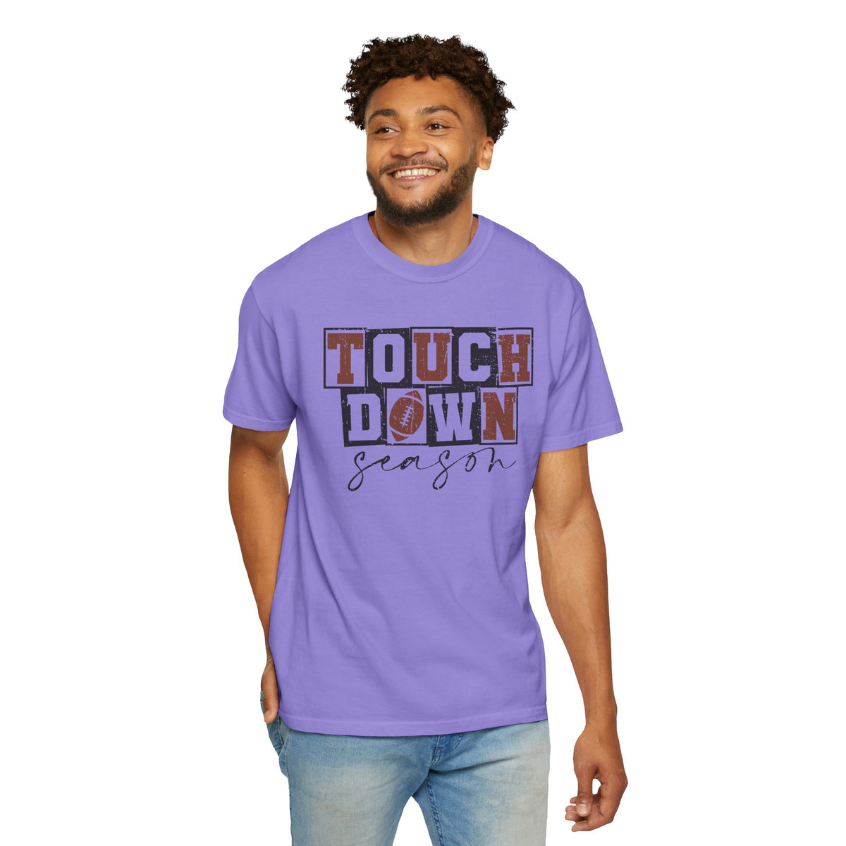 Touchdown Season - Distressed - Comfort Colors | Trendy Men's and Women's T-Shirt. Direct to Garment. Printed & Shipped in the USA. Unisex Sizes.