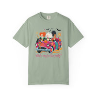 Witch Way to the Party? - Comfort Colors | Trendy Women's T-Shirt. Direct to Garment. Printed & Shipped in the USA. Unisex Sizes.