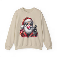 Biker Santa Leather Jacket Bubblegum – Gildan Heavy Blend | Trendy Women’s and Men's Soft Sweatshirt. Direct to Garment. Printed & Shipped in the USA. Unisex Sizes.