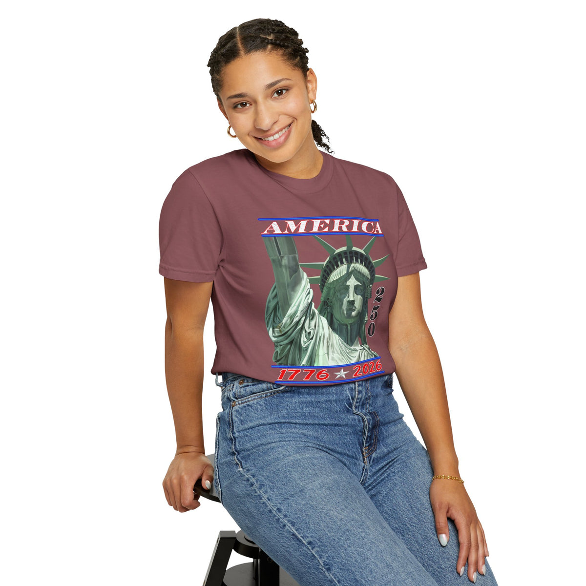 America's 250th Birthday, Statue of Liberty - Comfort Colors | Trendy Men's and Women's T-Shirt. Direct to Garment. Printed & Shipped in the USA. Unisex Sizes.
