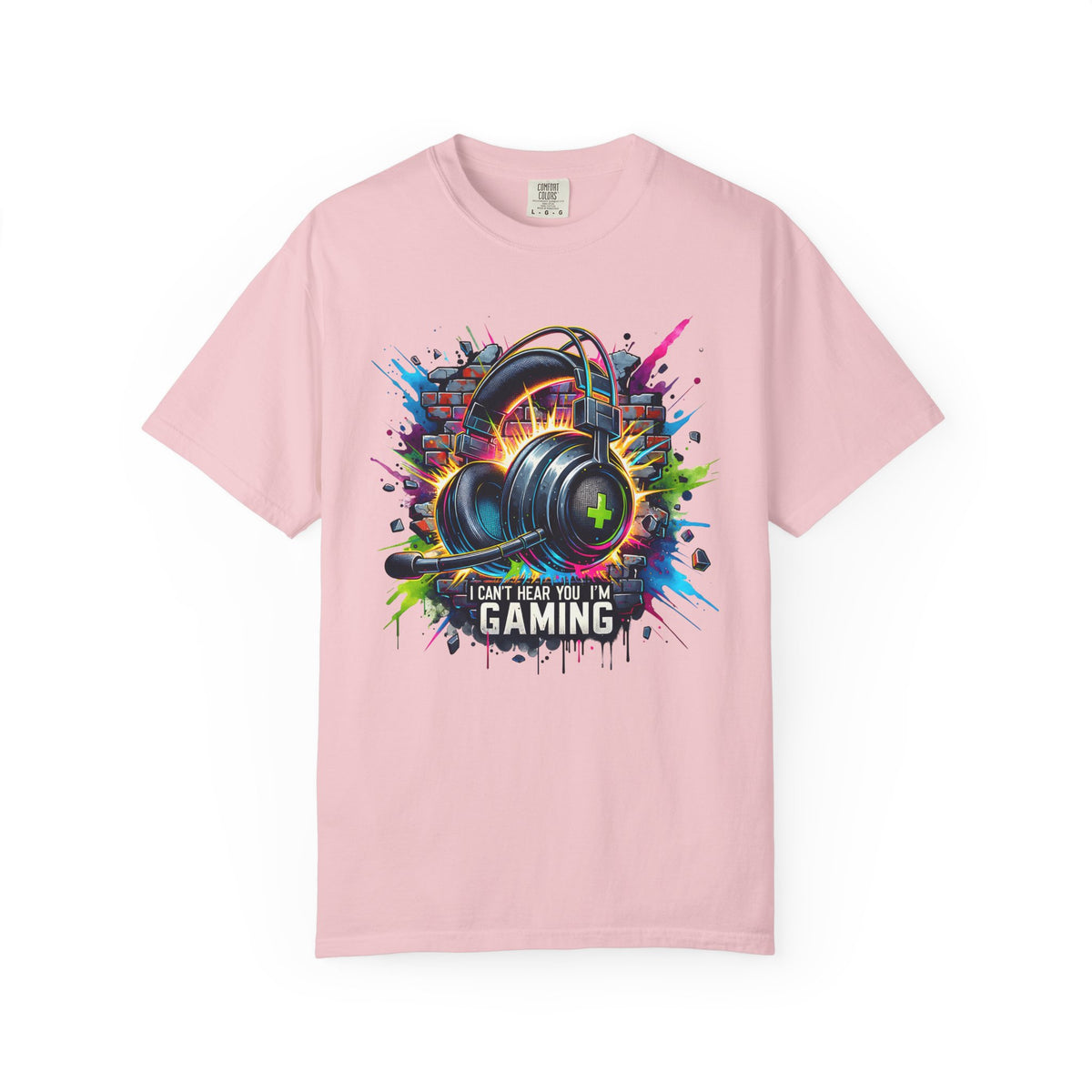 Gaming Headset I Can't Hear You, I'm Gaming - Comfort Colors | Trendy Men's And Women's T-Shirt. Direct to Garment. Printed & Shipped in the USA. Unisex Sizes.