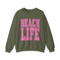 Beach Life – Gildan Heavy Blend | Trendy Men's & Women’s Soft Sweatshirt. Direct to Garment. Printed & Shipped in the USA. Unisex Sizes.