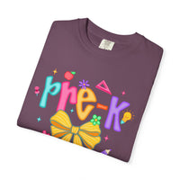 Coquette Pre-K Pencil Bow - Comfort Colors | Trendy Women's T-Shirt. Direct to Garment. Printed & Shipped in the USA. Unisex Sizes.
