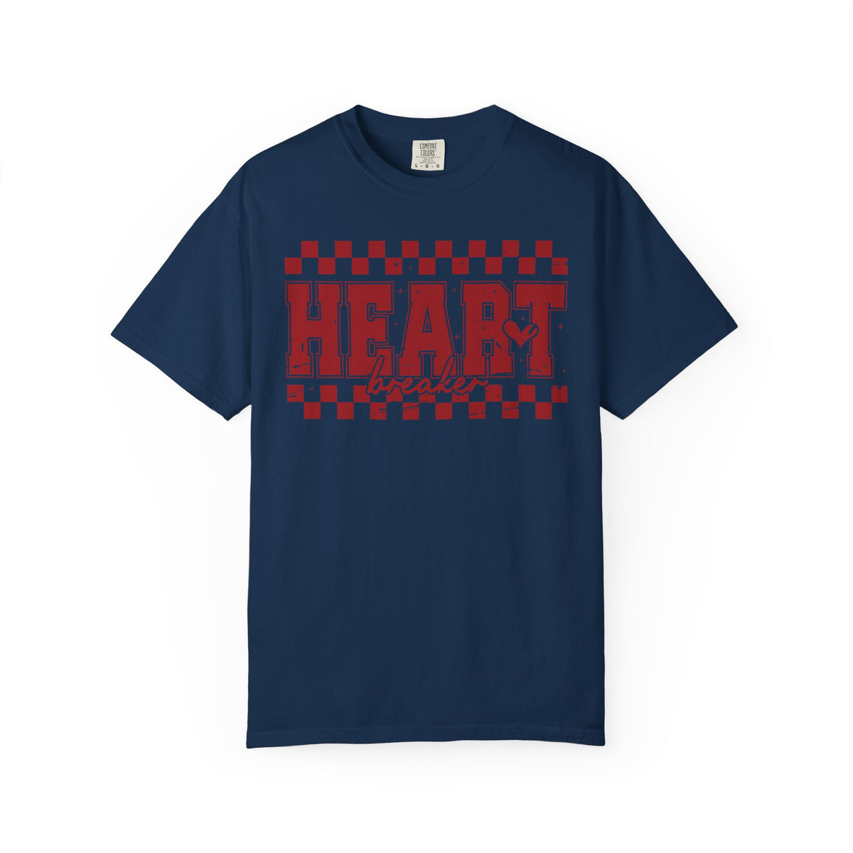 Heart Breaker, Red Checkered Distressed - Comfort Colors | Trendy Women's T-Shirt. Direct to Garment. Printed & Shipped in the USA. Unisex Sizes.