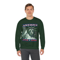 America's 250th Birthday, Statue of Liberty – Gildan Heavy Blend | Trendy Men's and Women’s Soft Sweatshirt. Direct to Garment. Printed & Shipped in the USA. Unisex Sizes.