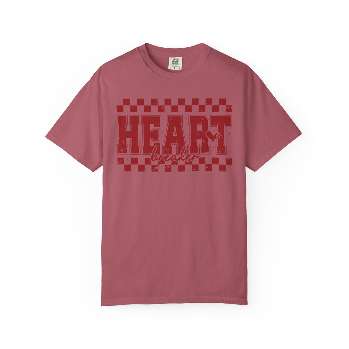 Heart Breaker, Red Checkered Distressed - Comfort Colors | Trendy Women's T-Shirt. Direct to Garment. Printed & Shipped in the USA. Unisex Sizes.