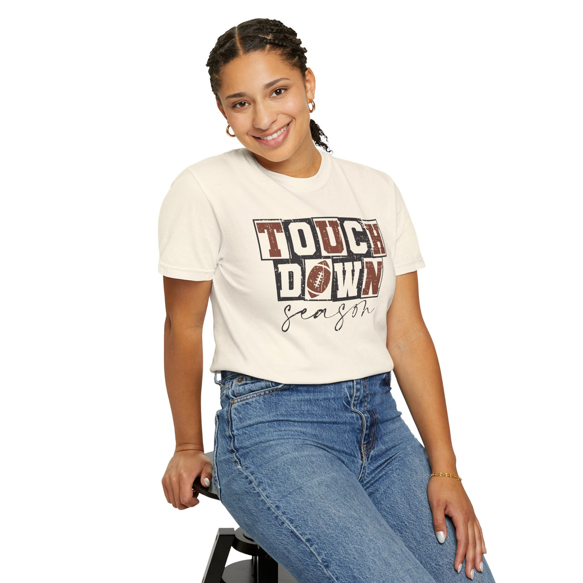 Touchdown Season - Distressed - Comfort Colors | Trendy Men's and Women's T-Shirt. Direct to Garment. Printed & Shipped in the USA. Unisex Sizes.