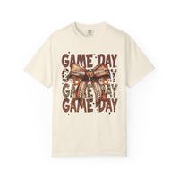 Game Day - Football Bow - Comfort Colors | Trendy Women's T-Shirt. Direct to Garment. Printed & Shipped in the USA. Unisex Sizes.