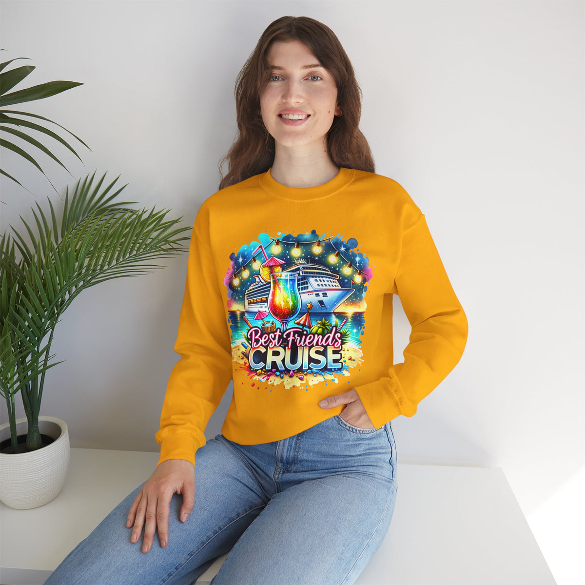 Best Friends Cruise – Gildan Heavy Blend | Trendy Women’s Soft Sweatshirt. Direct to Garment. Printed & Shipped in the USA. Unisex Sizes.