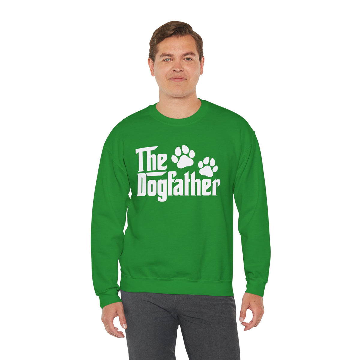 The DogFather – Gildan Heavy Blend | Trendy Men's Soft Sweatshirt. Direct to Garment. Printed & Shipped in the USA. Unisex Sizes.