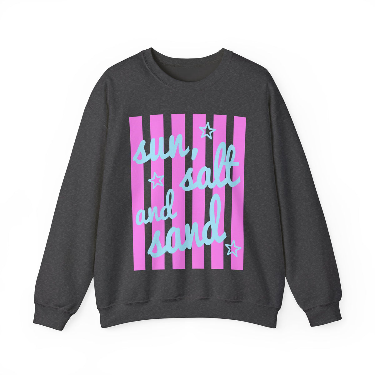 Sun, Salt and Sand – Gildan Heavy Blend | Trendy Women’s Soft Sweatshirt. Direct to Garment. Printed & Shipped in the USA. Unisex Sizes.