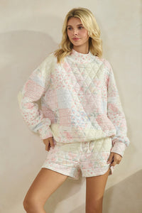 Floral Textured Quilted-Print Lounge Shorts with Pockets
