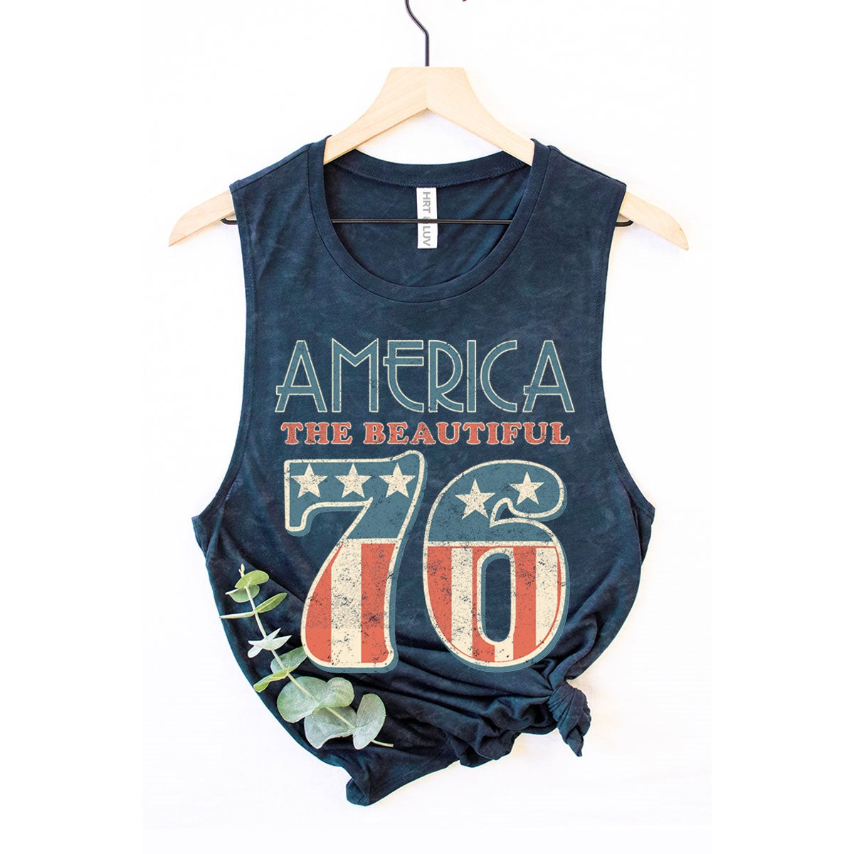 America 76 - Navy Mineral Wash Tank Top