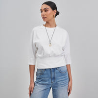 Jaclyn (Ivory) 3/4 Sleeve 94% Cotton Top