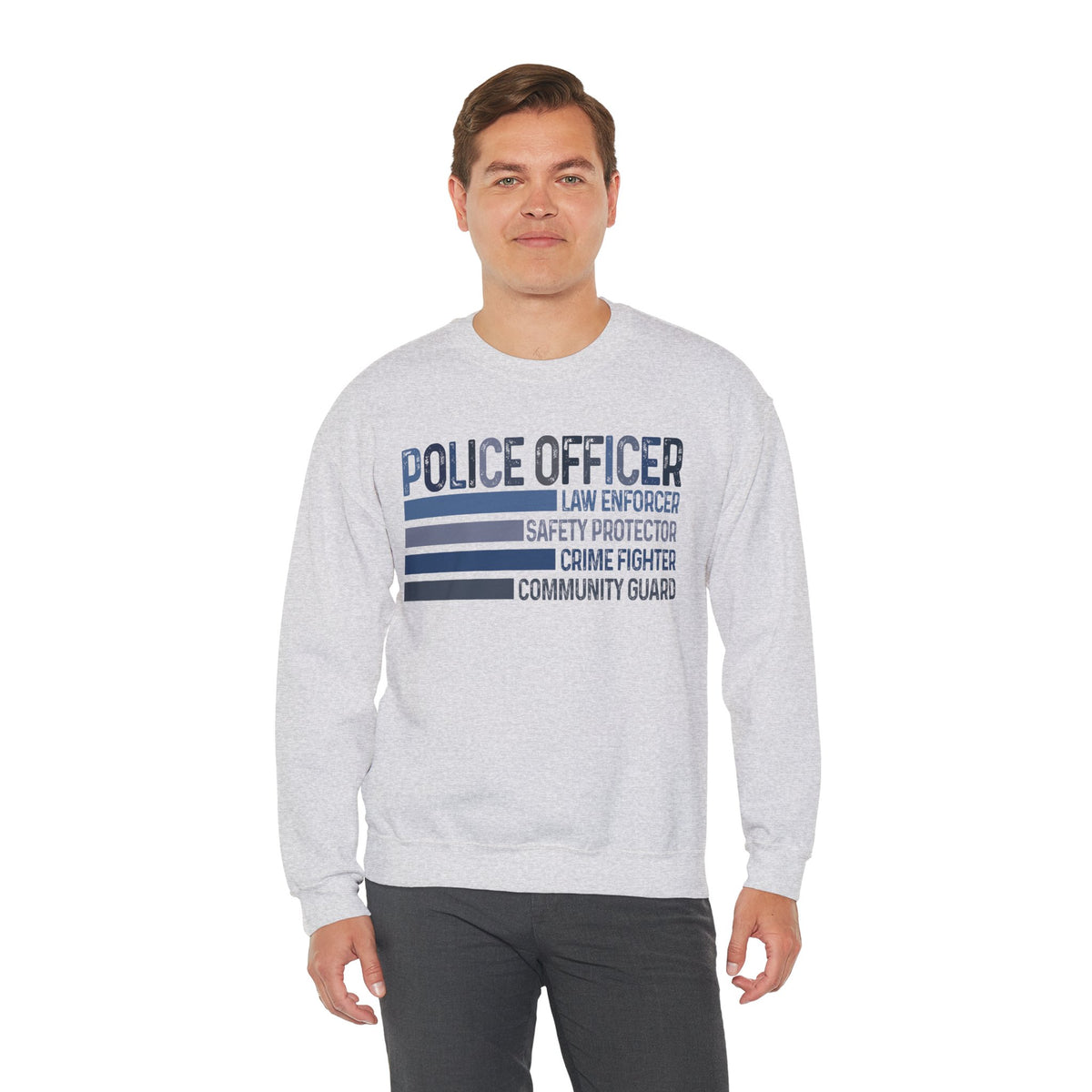 Police Officer - Description – Gildan Heavy Blend | Trendy Men's and Women’s Soft Sweatshirt. Direct to Garment. Printed & Shipped in the USA. Unisex Sizes.