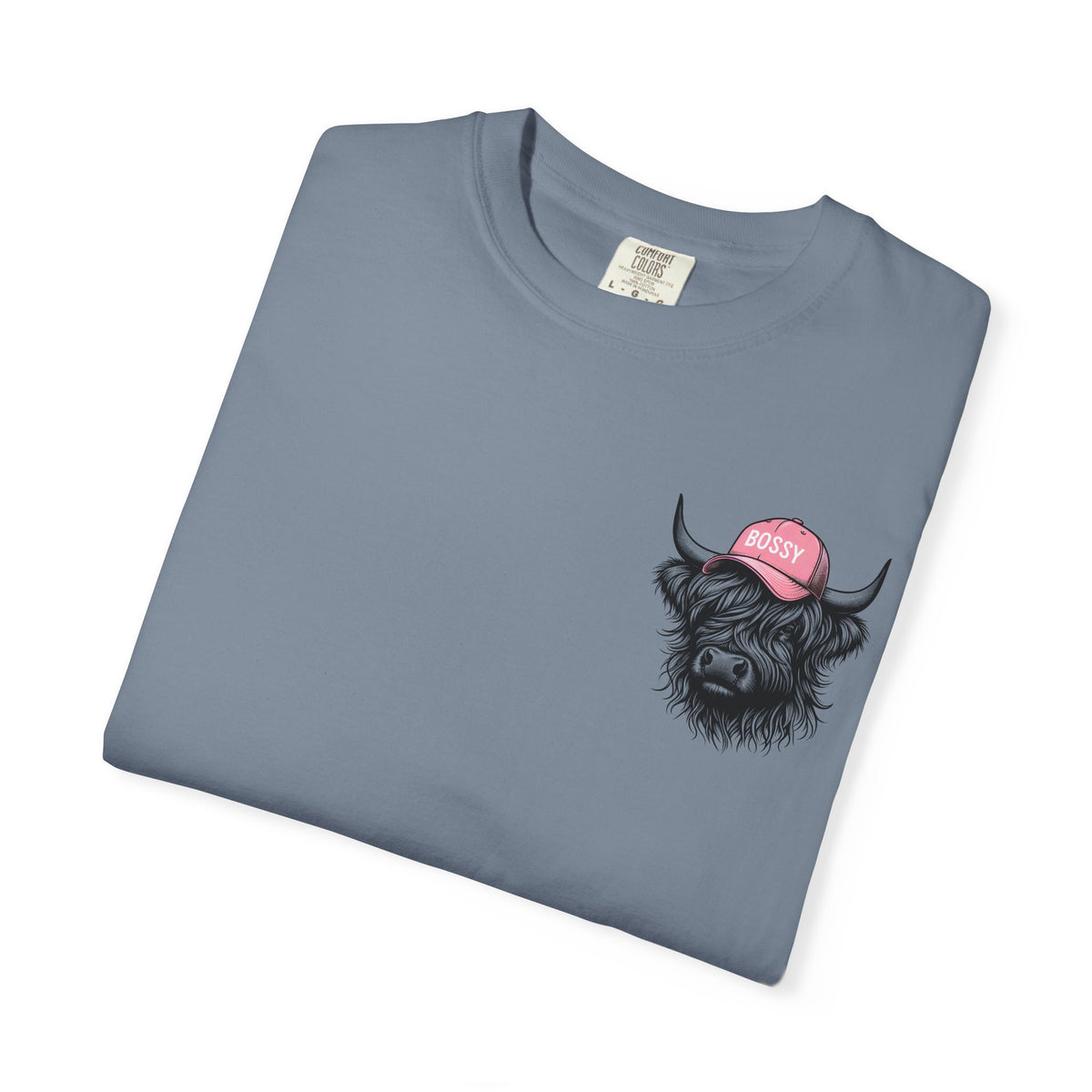 Head Heffa Highland Cow, Front & Back Print - Comfort Colors | Trendy Women's T-Shirt. Direct to Garment. Printed & Shipped in the USA. Unisex Sizes.