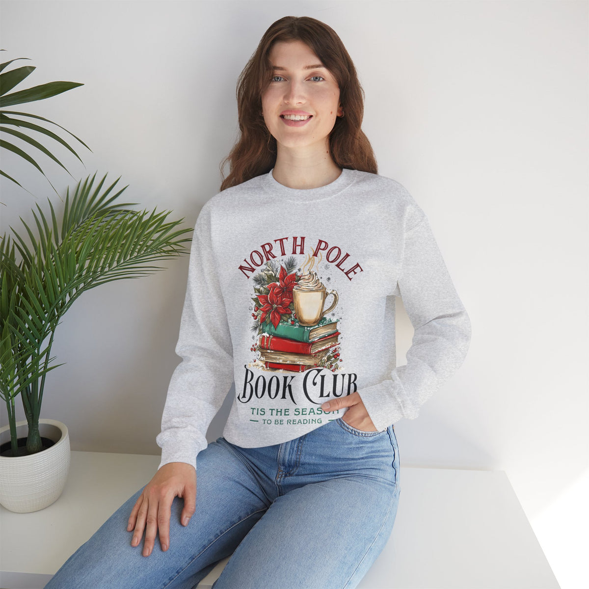 North Pole Book Club – Gildan Heavy Blend | Trendy Women’s Soft Sweatshirt. Direct to Garment. Printed & Shipped in the USA. Unisex Sizes.