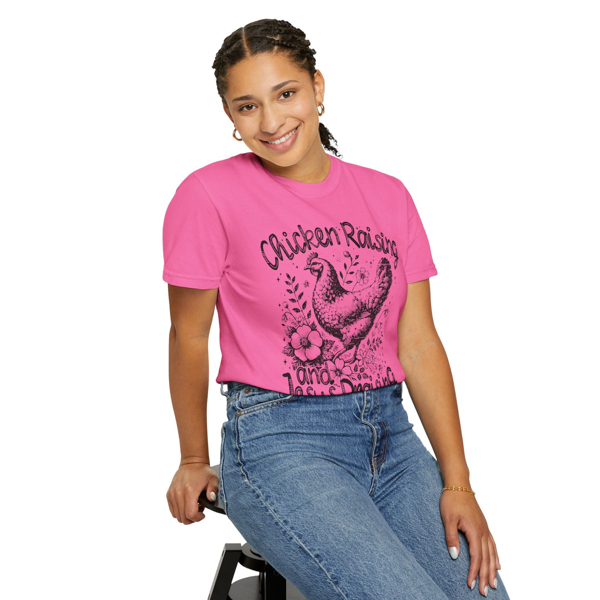 Chicken Raising and Jesus Praising - Comfort Colors | Trendy Men's and Women's T-Shirt. Direct to Garment. Printed & Shipped in the USA. Unisex Sizes.