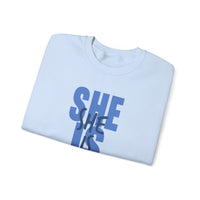 She Is Worthy – Gildan Heavy Blend | Trendy Women’s Soft Sweatshirt. Direct to Garment. Printed & Shipped in the USA. Unisex Sizes.