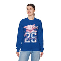 Pink Coquette, Class of 2026 Graduation Cap – Gildan Heavy Blend | Trendy Women’s Soft Sweatshirt. Direct to Garment. Printed & Shipped in the USA. Unisex Sizes.