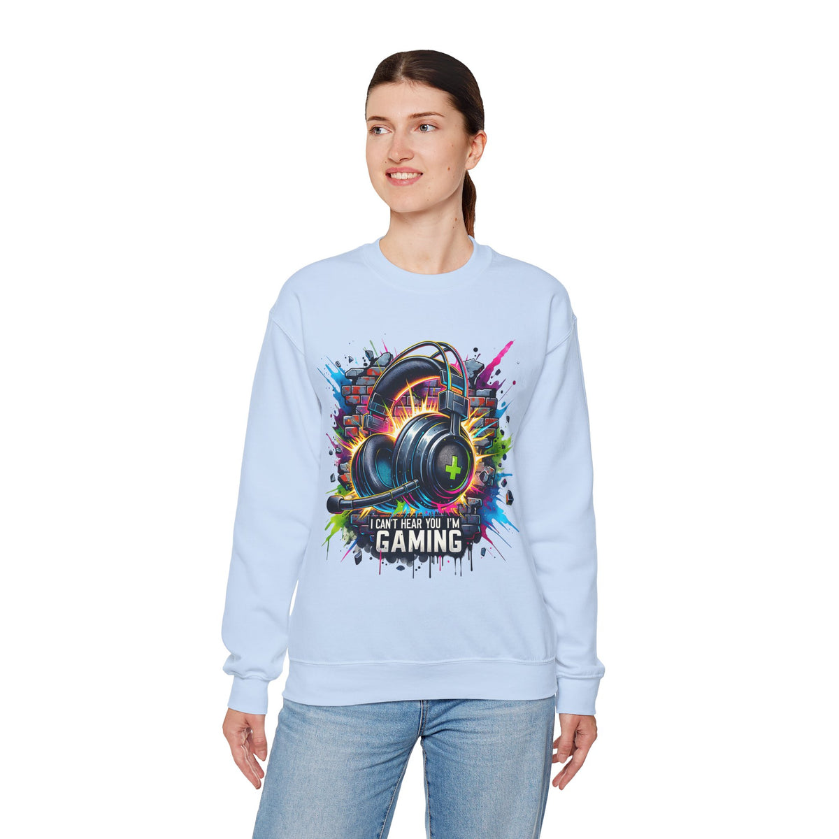 Gaming Headset I Can't Hear You, I'm Gaming – Gildan Heavy Blend | Trendy Women’s and Men's Soft Sweatshirt. Direct to Garment. Printed & Shipped in the USA. Unisex Sizes.