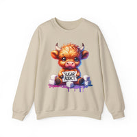 Sugar Addict Highland Cow – Gildan Heavy Blend | Trendy Women’s Soft Sweatshirt. Direct to Garment. Printed & Shipped in the USA. Unisex Sizes.