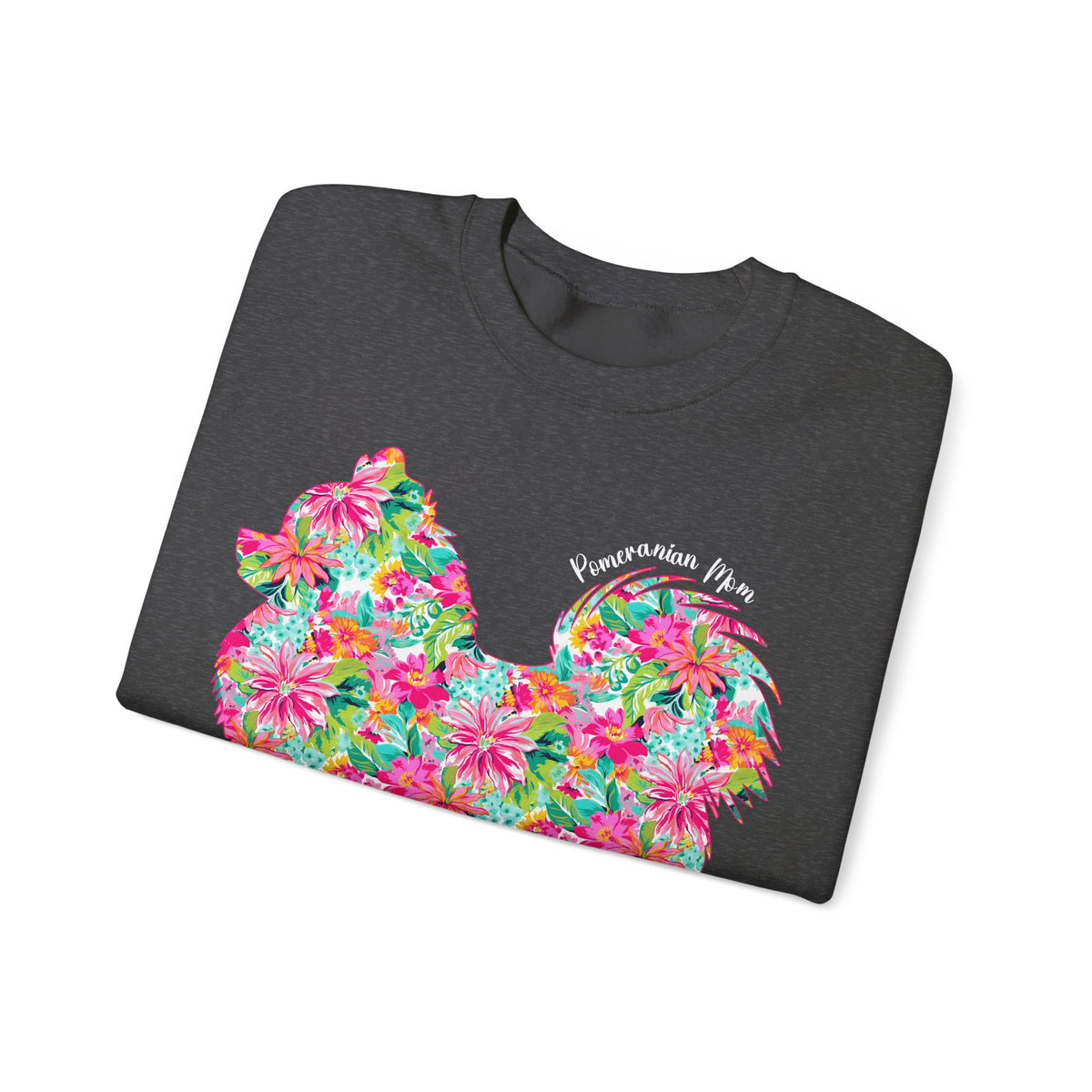 Pomeranian Mom, Floral – Gildan Heavy Blend | Trendy Women’s Soft Sweatshirt. Direct to Garment. Printed & Shipped in the USA. Unisex Sizes.