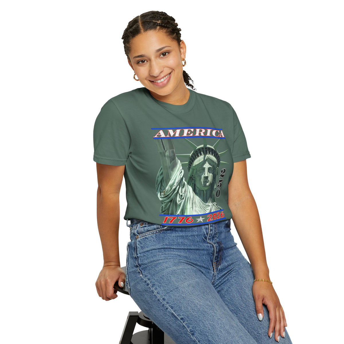 America's 250th Birthday, Statue of Liberty - Comfort Colors | Trendy Men's and Women's T-Shirt. Direct to Garment. Printed & Shipped in the USA. Unisex Sizes.