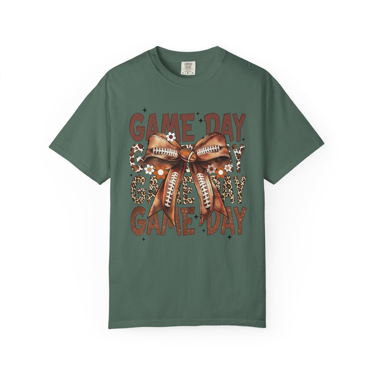 Game Day - Football Bow - Comfort Colors | Trendy Women's T-Shirt. Direct to Garment. Printed & Shipped in the USA. Unisex Sizes.