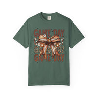 Game Day - Football Bow - Comfort Colors | Trendy Women's T-Shirt. Direct to Garment. Printed & Shipped in the USA. Unisex Sizes.