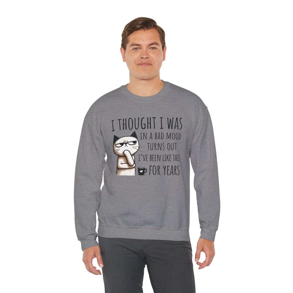 I Thought I Was In A Bad Mood, Grumpy Cat – Gildan Heavy Blend | Trendy Men's and Women’s Soft Sweatshirt. Direct to Garment. Printed & Shipped in the USA. Unisex Sizes.
