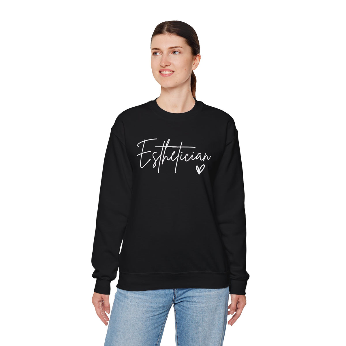 Esthetician Script, Perfect Gift for Your Botox Magician – Gildan Heavy Blend | Trendy Women’s Soft Sweatshirt. Direct to Garment. Printed & Shipped in the USA. Unisex Sizes.