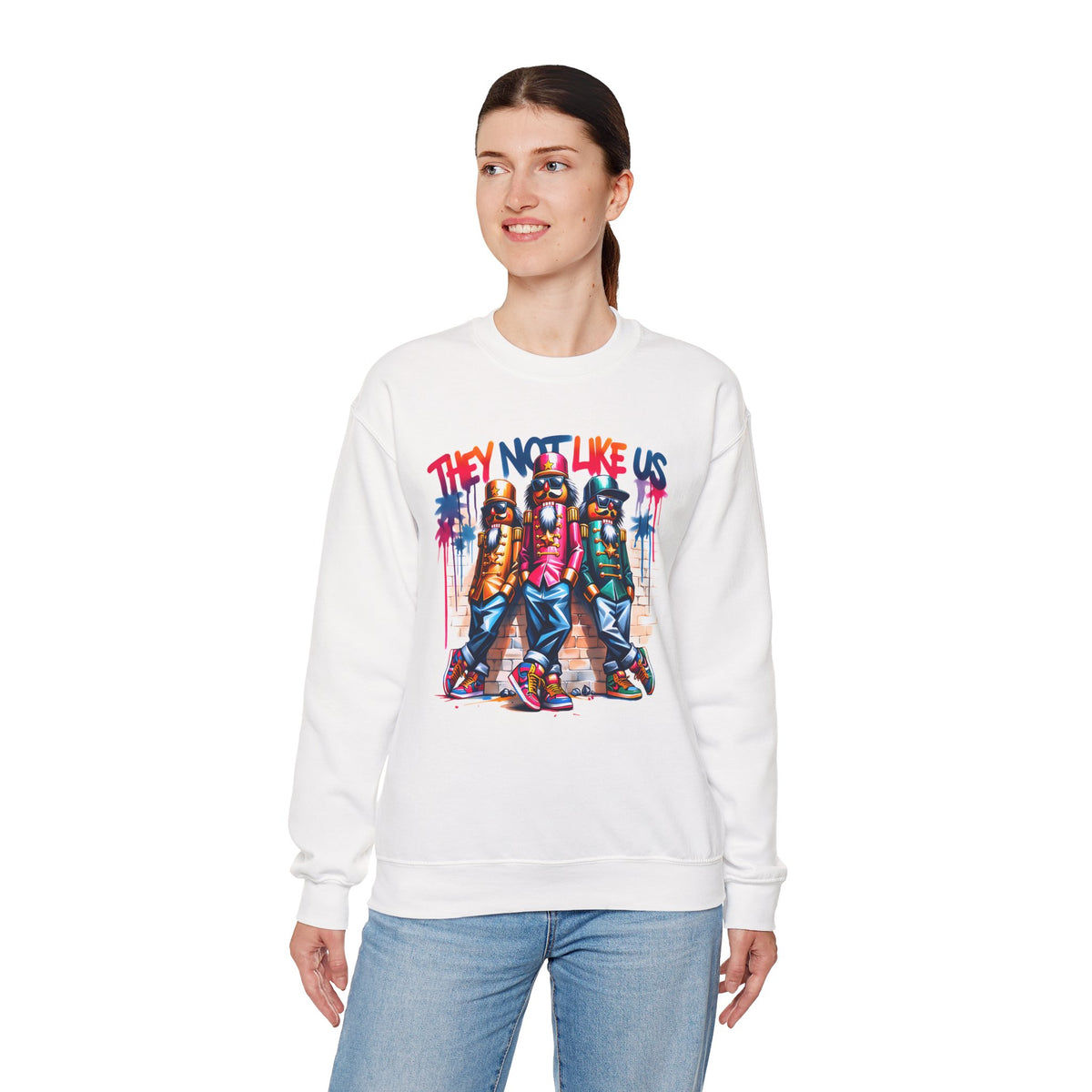 They Not Like Us Nutcracker Trio Christmas – Gildan Heavy Blend | Trendy Women’s and Men's Soft Sweatshirt. Direct to Garment. Printed & Shipped in the USA. Unisex Sizes.