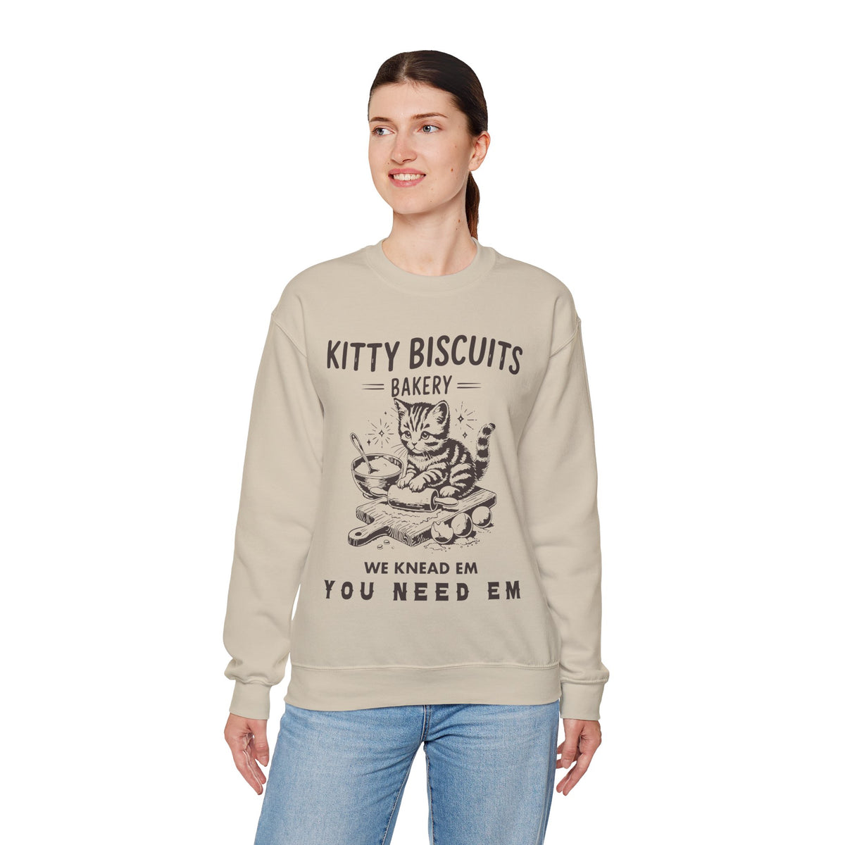 Kitty Biscuits Bakery – Gildan Heavy Blend | Trendy Women’s and Men's Soft Sweatshirt. Direct to Garment. Printed & Shipped in the USA. Unisex Sizes.