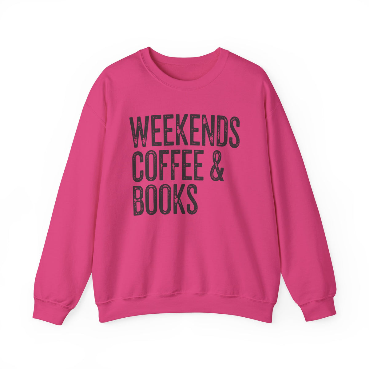 Weekends, Coffee & Books, Vintage – Gildan Heavy Blend | Trendy Women’s and Men's Soft Sweatshirt. Direct to Garment. Printed & Shipped in the USA. Unisex Sizes.