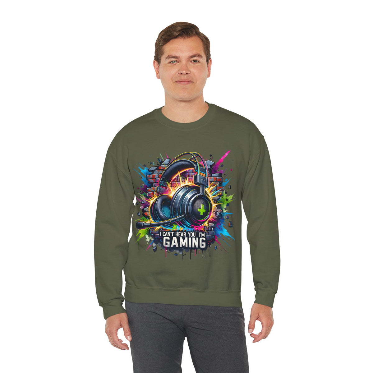 Gaming Headset I Can't Hear You, I'm Gaming – Gildan Heavy Blend | Trendy Women’s and Men's Soft Sweatshirt. Direct to Garment. Printed & Shipped in the USA. Unisex Sizes.