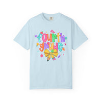 Coquette Fourth Grade Pencil Bow - Comfort Colors | Trendy Women's T-Shirt. Direct to Garment. Printed & Shipped in the USA. Unisex Sizes.