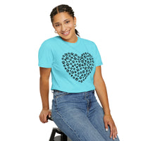 Dog Paw Heart - Comfort Colors | Trendy Women's T-Shirt. Direct to Garment. Printed & Shipped in the USA. Unisex Sizes.